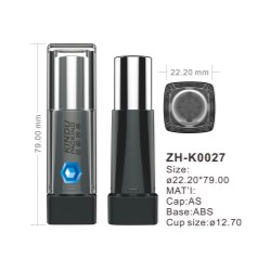 Square lipstick packaging with transparent cap + solid color collar and base (ZH-K0027)