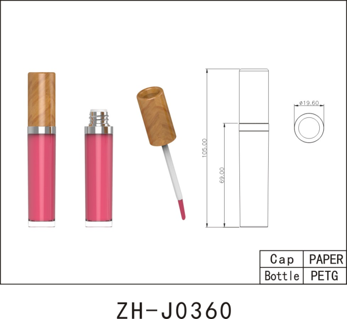 Lip gloss packaging with cardboard cap (ZH-J0360)