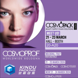 Kindu Packing will Present at the 55th Edition of Cosmoprof Worldwide Bologna in Hall 20, booth A20